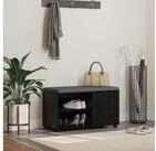 vidaXL Sitzbank, Flurbank mit Kissen Uni Schwarz Eichen-Optik 80 x 38 x 46 cm