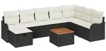 vidaXL Gartenlounge-Set Gartensofa-set 9 stk. Schwarz Poly-Rattan, (9-tlg)