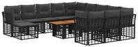 vidaXL Gartensofa Gartensofa-set 13 stk. Schwarz und Dunkelgrau Poly-Rattan, 13...