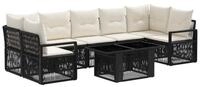 vidaXL Gartensofa Gartensofa-set 8 stk. Schwarz und Cremewei&szlig; Poly-Rattan, 8...