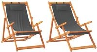 vidaXL Gartenstuhl, Strandst&uuml;hle 2 Stk. Klappbar Grau Stoff