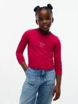Tommy Hilfiger Langarmshirt STUD STAR FITTED TEE LS Glitzer-Druck, Baumwoll-Mix,