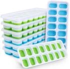 LuxusKollektion Eisw&uuml;rfelform Eisw&uuml;rfelform Silikon Deckel stapelbar BPA frei...