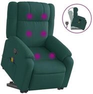 vidaXL Massagesessel, Relaxsessel mit Aufstehhilfe Dunkelgr&uuml;n Stoff