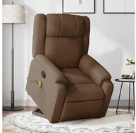 vidaXL Massagesessel, Massagesessel mit Aufstehhilfe Braun Stoff