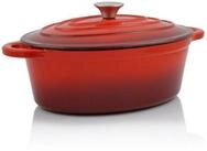 BBQ-Toro Br&auml;ter Gusseisen Cocotte, 4,3 l, rot, oval, Emaillierter Gusseisen...