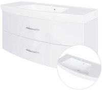 Lomadox Waschtisch FLORIDO-03, Badezimmer mit Unterschrank 120cm Hochglanz wei&szlig;