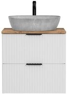 Lomadox Waschtisch ADELAIDE-56-WHITE, 60cm, wei&szlig; mit Eiche Nb.,