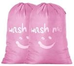 LuxusKollektion W&auml;schesack W&auml;sches&auml;cke Kordelzug Reise Smiley 66x96cm rosa...