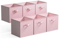 LuxusKollektion Faltbox Regalboxen Stoff 6er Kallax Faltboxen Griffe Rosa 26.7...