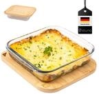 eluno Auflaufform Glas-Auflaufform inkl. Bambusdeckel, 1,8 Liter Servierbrett,...