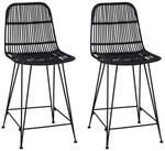 vidaXL Stuhl 44 x 54 x 96 cm Barhocker 2er Set Schwarz 44x54x96 cm Rattan und...