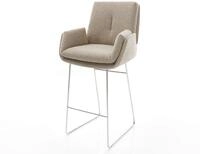 DELIFE Barhocker Clea-Flex, Kufengestell Edelstahl Silberfarben Boucl&eacute; Schlamm