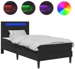 vidaXL Bett Bettrahmen mit LED-Lichtleisten Schwarz 80 x 200 cm Kunstleder...