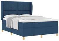 vidaXL Bett Boxspringbett mit Kopfteil Blau 190 x 140 cm Stoff (1-tlg)