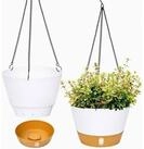 LuxusKollektion Blumentopf H&auml;ngende Pflanzgef&auml;&szlig;e 2er Drainageloch 3 Haken Wei&szlig;