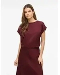 Vila Kurzarmshirt VIELLETTE S/S SATIN TOP - NOOS Kunstfaser, regular fit rot XS...