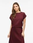 Kurzarmshirt VILA "VIELLETTE S/S SATIN TOP - NOOS", Damen, Gr. 34, rot (port royale),