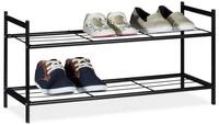 relaxdays Schuhregal mit 2 Ebenen, schwarz