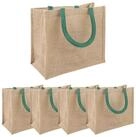 vidaXL Einkaufstrolley Jute-Handtaschen 5 Nat&uuml;rlich und Gr&uuml;n 26 x 22 x 14 cm