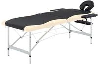 vidaXL Massageliege Massageliege Klappbar 2-Zonen Aluminiumgestell Schwarz Beige