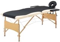 vidaXL Massageliege Massageliege Klappbar 2-Zonen mit Holzgestell Schwarz und...