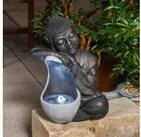 esotec Gartenbrunnen Solarbrunnen Buddha ruhend H=45cm + LED Wasserquelle + Akku