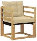 vidaXL Sofaelement Outdoor-Sofa Massives nholz und Textilene Wei&szlig; (1 St)