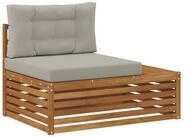 vidaXL Sofaelement Outdoor Endsofa 3 St&uuml;ck Nat&uuml;rlich und Hellgrau 115 x 83 x...