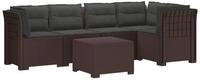 vidaXL Sofaelement 5-Sitzer Gartensofa mit Kissen Rattan-Look PP Braun
