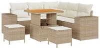 vidaXL Gartenlounge-Set Gartensofa-set 8 stk. Beige Poly-Rattan, (8-tlg)