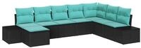 vidaXL Gartenlounge-Set Gartensofa-set 8 stk. Schwarz Poly-Rattan, (8-tlg)