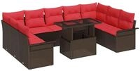 vidaXL Loungesofa Gartensofa-set 10 stk. Braun Poly Rattan, 10 Teile