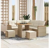 vidaXL Gartensofa, Gartensofa-set 8 pcs Beige Poly-Rattan