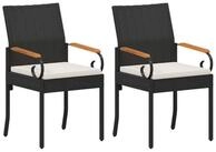 vidaXL Gartenstuhl Gartenst&uuml;hle 2 stk. Schwarz und Cremewei&szlig; (2 St)