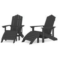 vidaXL Barhocker, Adirondack-Gartenst&uuml;hle 2 Stk. mit Hockern HDPE Wei&szlig;