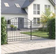 vidaXL Gartentor Zauntor ASSEN 401 x 224,5 cm Stahl Grau Abschlie&szlig;bar