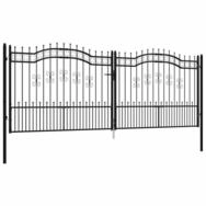 vidaXL Gartentor Gartentor KAMPEN mit Speerspitze Schwarz 394,5 x 150 cm Stahl
