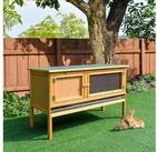 PawHut Kleintierstall Hasenstall Kaninchenstall mit aufklappbarem Dach, 2...