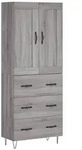 vidaXL Highboard Highboard Grau Sonoma 69,5x34x180 cm Holzwerkstoff (1 St)
