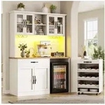 OKWISH Hochschrank K&uuml;chenschrank (mit Rollwagen, mit LED-Beleuchtung &
