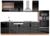 Vicco K&uuml;chenzeile Fame-Line, Anthrazit Hochglanz/Goldkraft Eiche, 300 cm mit