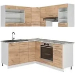 Vicco Winkelk&uuml;che Fame-Line, Goldkraft Eiche/Wei&szlig;, 190 x 160 cm, AP Marmor