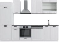 Vicco K&uuml;chenzeile Fame-Line, Wei&szlig; Landhaus/Wei&szlig;, 300 cm, AP Anthrazit wei&szlig;