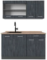 Vicco K&uuml;chenzeile R-Line, Schwarz Beton/Anthrazit, 140 cm AP Eiche