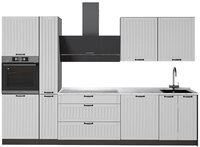Vicco K&uuml;chenzeile Fame-Line, Wei&szlig; Landhaus/Anthrazit, 310 cm, AP Marmor wei&szlig;