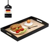 eluno Tablett Servierplatte mit seitlichen Griffen und Einlegeboden, Bambus,...