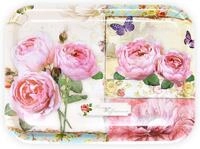 Lashuma Tablett England Rosen, Kunststoff, (1-tlg), Buntes Getr&auml;nketablett...