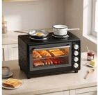 HOMCOM Minibackofen Mini Backofen mit Umluft und 2 Kochplatten 36L 90-230℃,