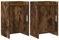 vidaXL Nachttisch Nachttische 2 stk. Ger&auml;ucherte Eiche 40 x 30 x 60 cm (2-St),